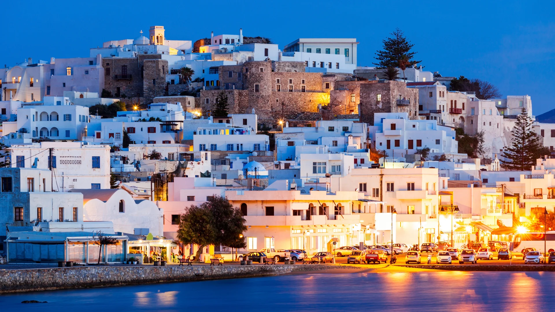 NAXOS island evening view from private helicopter